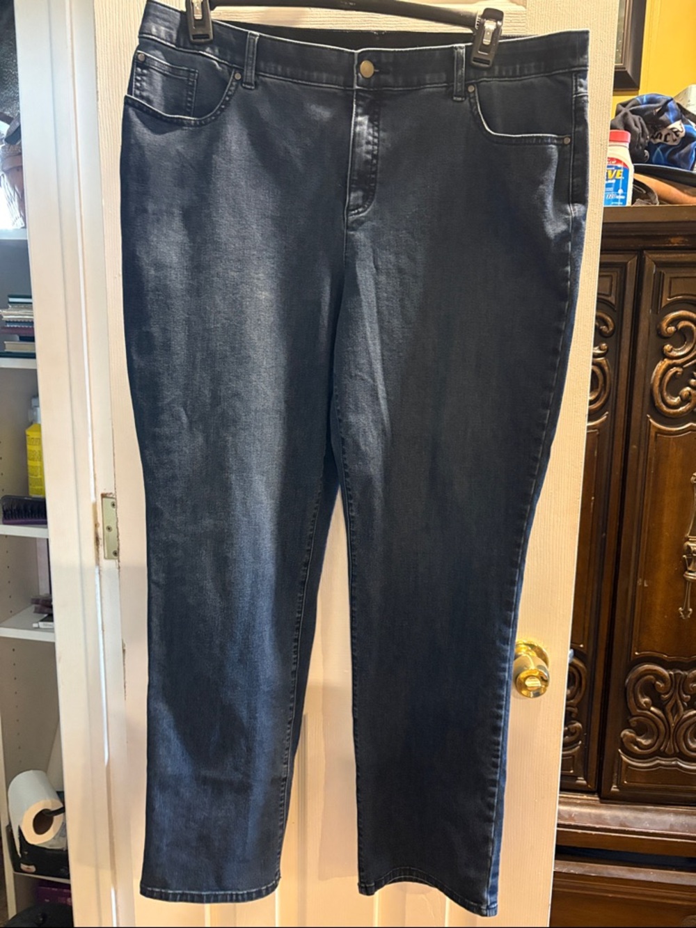 Chico's Straight-Leg Jeans in Dark Blue Wash